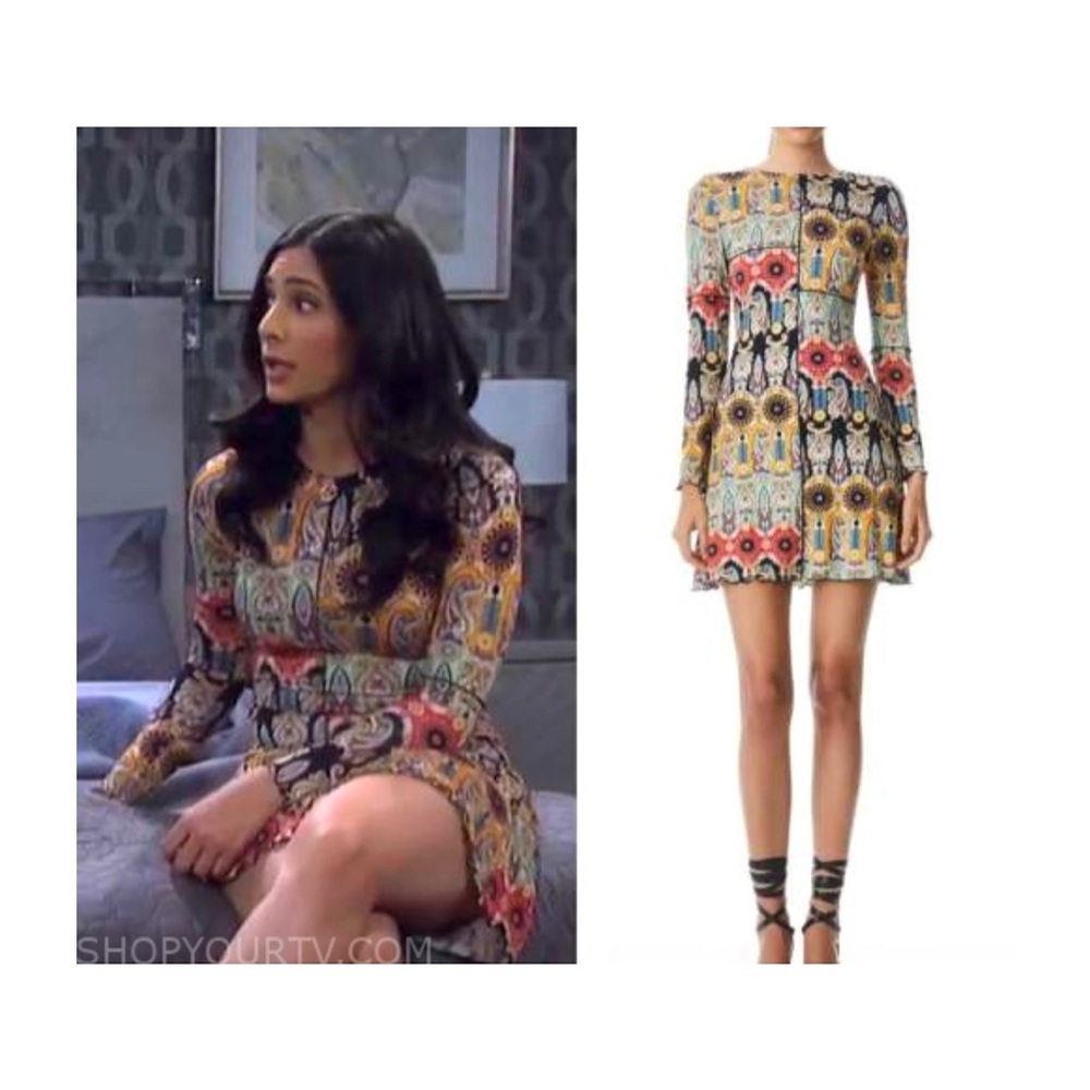 Alice + Olivia Delora Boho Print Floral Paisley Mini Dress - Picture 15 of 16